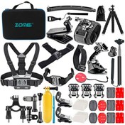 Resim Coverzone Aksiyon Kamera Aksesuar Seti 50 Parça Kit Çantalı 
