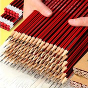 Resim 50 Adet HB Kalem Seti Silgilerle - Yazı/Çizim için İnce 0.3mm, Kırmızı & Siyah Tasarım, Dayanıklı & Rahat 