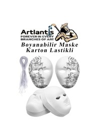 Resim Maske Boyama 19x24 Cm 5 Adet Boyanabilir Maske Karton Lastikli İnsan Yüzü Suratı Okul Sınıf Etkinlikleri Hobi 