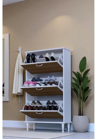 Resim Eliusta Duru 72 Cm Genişlikte Ceviz Renk Ayaklı Ayakkabılık Antre/kapı Önü 72x127x26 Cm Ayakkabılık Ceviz 