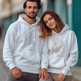 Resim Seni Aşkla Seviyorum Kapşonlu Sevgili Sweatshirt 