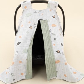 Resim Puset Örtüsü - Çift Taraflı - Mint Örgü - Kuş 