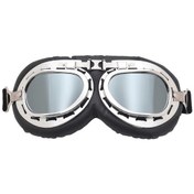 Resim Motosiklet Gözlükleri Vintage Pilot Deri Sürüş Gözlükleri Atv Off-road Çizilmez Toz Geçirmez Gözlük Erkekler Kadınlar Yetişkin Gümüş 