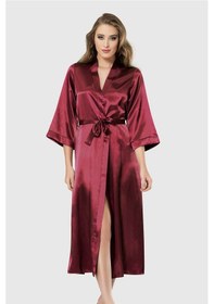 Resim Ahu Aria's Closet Bordo Uzun Saten Sabahlık Bordo 