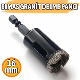 Resim Badem10 Bits Saplı Elmas Granit Panç 16 mm Matkap Uyumlu Seramik Fayans Mermer Delme Ucu Yüksek Performans 