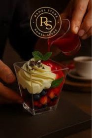 Resim ramel store rs 20 Adet Prizma Mika &Magnolia 200 CC Plastik Sunum Kabı Kübik Kase,puding,meze,tatlı kasesi,magnolya 