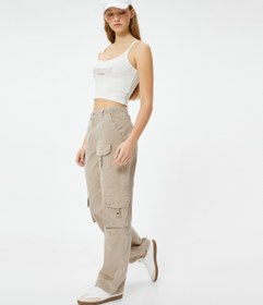 Resim Kargo Pantolon Düz Paça Cepli Standart Bel - Eve Cargo Straight Jeans 
