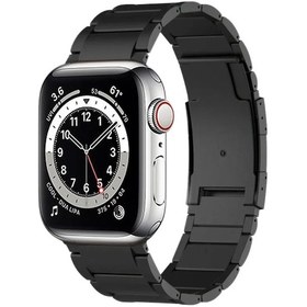 Resim iOs Watch Uyumlu Serisi İçin 6 44mm Titanyum Metal Saat Bandı Siyah 