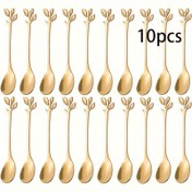 Resim Paslanmaz Çelik 10'lu Tatlı Kaşığı Seti - Şık Yaprak Desenli Kahve Karıştırıcılar, Minimalist Meyve ve Tatlı Aletleri, Partiler ve Festivaller İçin Mükemmel, Anneler Günü Hediyesi, Paskalya Kutlamaları, Bahar Yenilenmesi, Ramazan Aile Buluşmaları, Bayram Temel İhtiyaçları, Beyaz Sevgililer Günü Hediyesi 