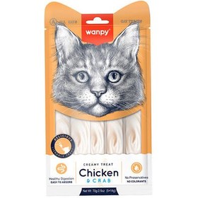 Resim Wanpy Creamy Treat Tavuk Etli ve Yengeçli Likit Creamy Kedi Ödülü 5Li Paket (5 x 14 Gr) 