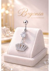 Resim 316l Cerrahi Çelik Göbek Piercing Zirkon Taşlı Sallantılı Kadın Piercing Paslanmaz Kararmaz Figürlü Fashion Özel Tasarım Göbek Piercing Modeli - 52 Gümüş 