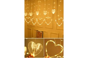 Resim Trendpoint Kalp Perde LED Işık Animasyonlu Eklenebilir Fişli 