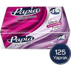 Resim Papia Platinum Pratik Mendil 125 Yaprak 4 Katlı 250 Yaprak 