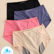 Resim 4 adet Kadın Yüksek Bel, Nefes Alabilen, Sızdırmaz Dönem Külotu - Yumuşak, Rahat ve Esnek, Menstruasyon ve Menstrual Koruma için İdeal, Nefes Alabilen Kumaş|Rahat Fit 