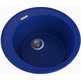 Resim Polex Cristalüx Granit Evye P-06 Mavi Tezgah Altı Ve Tezgah Üstü Oval Mutfak Evyesi 51.5x51.5 CM 
