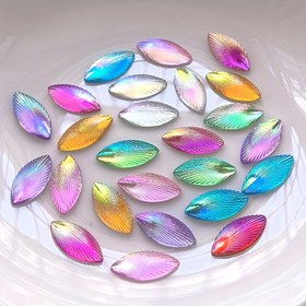 Resim 80 Adet 0,69x1,5 cm Işıltılı Kabuk Şekilli Düz Tabanlı Akrilik - Bohemian Çok Renkli Payetler DIY Takı, Düğün Dekoru ve Ayakkabı Bot Aksesuarları İçin 