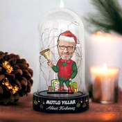 Resim Noel Çanı Sallayan Erkek Karikatürlü Fanus Biblo 
