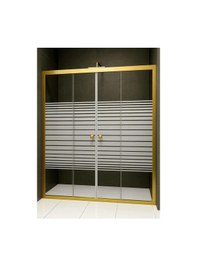 Resim Durul Duşakabin Duvardan Duvara Ön Cephe 4Mm Altın Profilli Şeffaf 