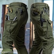 Resim Erkek Taktik Kargo Pantolonu - Çoklu Pratik Cep (Bacak Askılar/Yan Cep), Yumuşak Kompozit Kumaş, Ayarlanabilir Bel Tasarımı, Açık Hava, Yürüyüş, Kamp, İş için Uygun - Entegre İş Kıyafeti, Taktik Kamp Ekipmanı, Düz Renk Tasarımı, Esnek İş Kıyafeti 