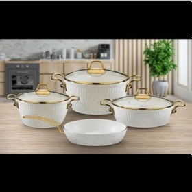 Resim Remetta Granit Elite 7 Parça Lüks Tencere Seti-beyaz 