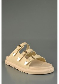 Resim Anotomik Tabanlı 3 Kemerli Krem Rahat Terlik Krem 