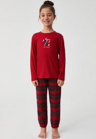 Resim Ekose desenli çocuk pijama takımı - Kırmızı / 7-8 Yaş 