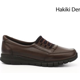 Resim Gönderi(r) Kadın Kahverengi Dolgu Taban Hakiki Deri Comfort Ayakkabı 