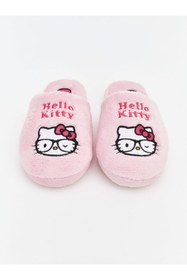Resim LC Waikiki Pembe Hello Kitty Baskılı Pelüş Kadın Ev Terliği 