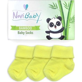 Resim Novibaby 3'lü Bambu Yenidoğan Bebek Çorabı I Lemon I 0-6 ay "Karışık Renkli" 