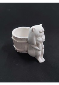 Resim Sepetli Kedi Kız Kalemlik Saksı 11x7cm 