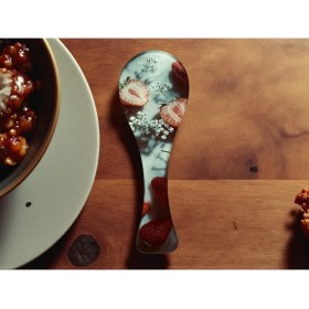 Resim Online Home Market Temperli Cam Kirli Düz Kaşık Altlığı (9,5 x 26.5 Cm) + Yedek Slikon Ayak 