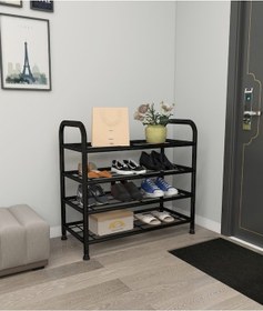 Resim Metallica Concept Çağla 4 Katlı Metal Düzenleyici Çok Amaçli Raf Ayakkabılık Siyah 