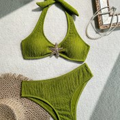 Resim Bayan Şık ve Seksi Düz Renkli Bikini Mayo Takımı 