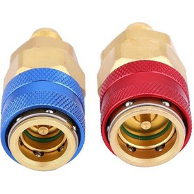 Resim Yaozixa Brass R134a Hızlı Bağlantı Adaptörü Seti 2 Adet - Yüksek Ve Düşük Basınçlı, Otomobil Aksesuarı, Sae 1/4" Dişli Arayüzü 