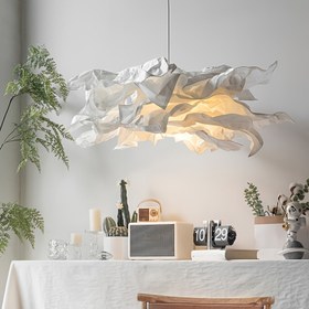 Resim Modern Kağıt Bulutu Avize - Sıcak Sarı Işıkla Şık DIY Kağıt Lamba Şapkası, Ev, Otel, Düğün ve Etkinlik Dekoru İçin Mükemmel - Elektrik Gerektirmez, Otel Dekoru | Modern Avize | Kağıt El Sanatları, Avize Dekoru 