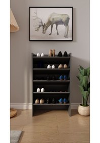 Resim Evvo 5 Katlı 5 Bölmeli Dekoratif Ayakkabılık Antrasit Antrasit 