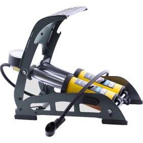 Resim Badem10 Ayak Tipi Hava Pompası Göstergeli Kilitli Çiftli Hava Depolu Teker Araç Bisiklet Top Pompası 