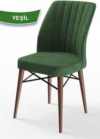 Resim Canisa Flex Serisi, Üst Kalite Mutfak Sandalyesi, 8 Adet Yeşil Sandalye, Gürgen Ceviz Ahşap Ayak Sandalye Haki Yeşil Ayaklar Ceviz 