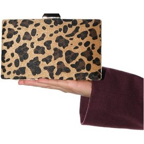 Resim Luvishoes Luvi Shoes Marcona Siyah Sarı Desenli Kadın Abiye Çanta Leopar 