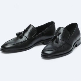 Resim Siyah Deri Klasik Loafer Siyah 