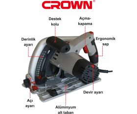 Resim Crown Bakır Sargılı Daldırmalı Testere - 1300 W 165 mm CT15134-165 Hassas ve Açılı Kesim İçin 