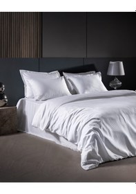 Resim Madame Coco Thalie Çift Kişilik %100 Pamuk Çizgili - 300tc Saten Nevresim Takımı - Beyaz 8684427207826 Beyaz 