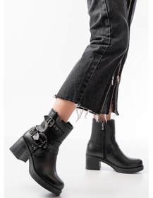 Resim 5109-3028 Siyah Toka Aksesuarlı Fermuarlı Topuklu Günlük Kadın Bot Acı Kahverengi 