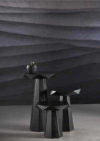 Resim Ahşap Mantar Sehpa 3 Lü Siyah Masif Doğal Zigon Ve Fiskos Siyah 