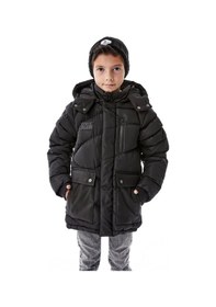 Resim Erkek Çocuk Kapüşonlu Kalın Kışlık Mont 51335 Siyah 