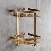 Resim Sanlindou Köşe Banyo Raf Antik Duş Metal Depolama Iki Katmanlı Üçgen Raflar Duvara Monte Tuvalet Şampuanı Havlu Depolama Tutucu | Banyo Rafları (Yurt Dışından) 