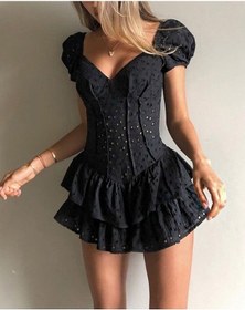 Resim Astarı Şortlu Transparan Detaylı Dantel Kısa Kol Mini Gece Şort Tulum Siyah 
