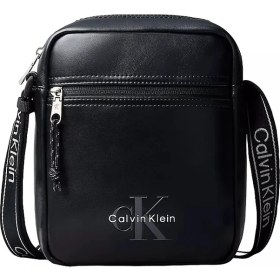 Resim Calvin Klein Erkek Deri Ayarlanabilir Askı Ck Metal Detay Fermuar Kapama Siyah Omuz Çantası LV04D3418G-UB1 