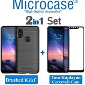 Resim Xiaomi Redmi Note 6 Pro Brushed Kilif + Tam Kaplayan Çerçeve Cam 350701462 