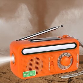 Resim IOIUSKKU Hafif Kompakt ve Taşıması Kolay El Kranklı Çok Fonksiyonlu Radyo Solar USB Şarj Dört Güç Kaynağı Modu, siyah 